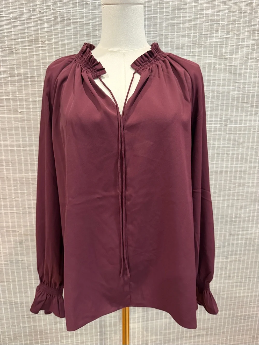 🤎 Quince Drapey Chiffon Split Neck Long Sleeve Blouse 🤎